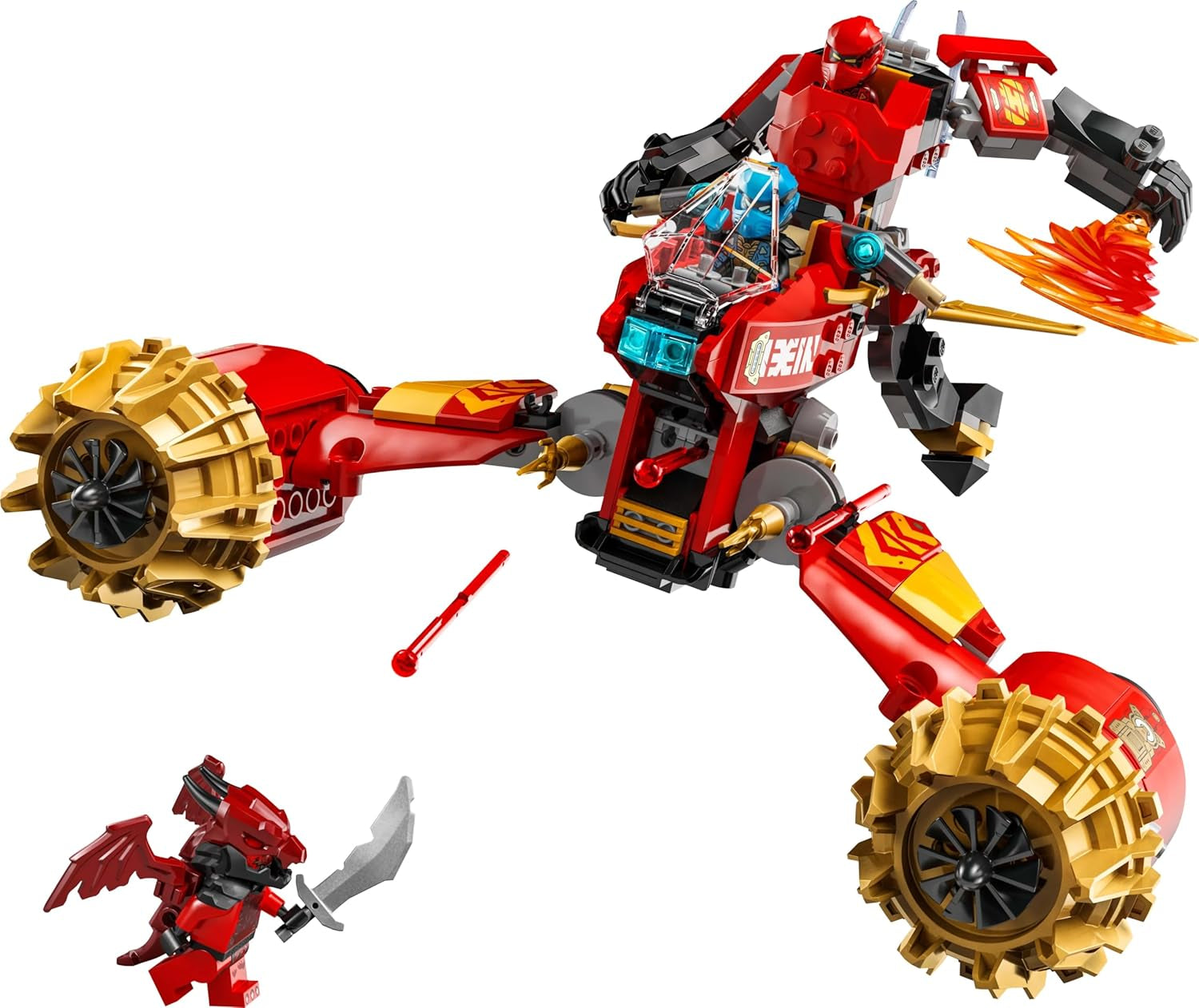 LEGO NINJAGO Kai's Storm Rider Mech - Jucărie motocicletă zburătoare cu 3 minifigurine - Mech cu cap, brațe și picioare mobile - Jucărie de construit - Cadou pentru băieți și fete cu vârsta de 7+ 71830 Seturi de constructie Besuche den LEGO-Store