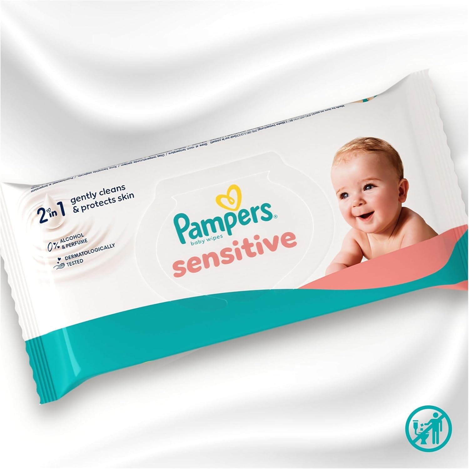 Șervețele umede Pampers Sensitive pentru bebeluși, 15 pachete a câte 80 de șervețele, 1200 de șervețele umede pentru bebeluși, curățare delicată 2 în 1 și protecție a pielii
