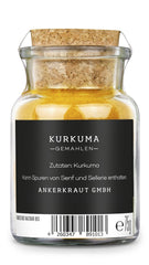 Ankerkraut Kurkuma, gemahlen, Kurkuma Gewürz Pulver, 75g im Korkenglas