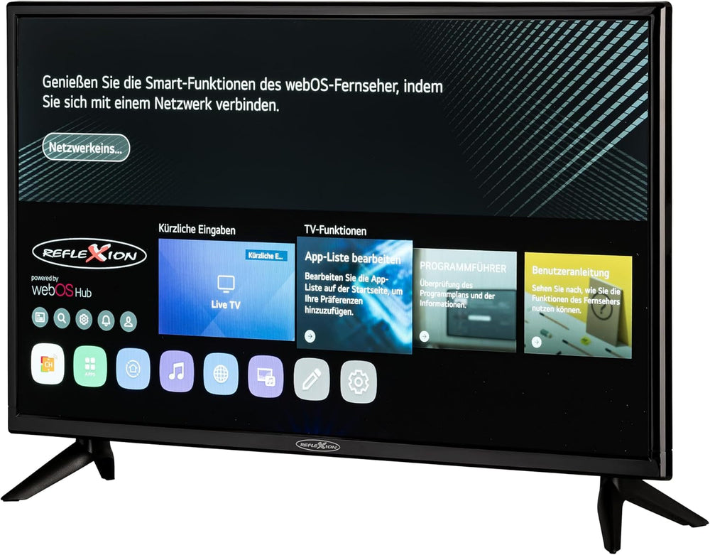 Televizor inteligent Reflexion LED24iBT de 24 de inci cu soundbar, Full HD, WLAN, Bluetooth, HDMI, USB, CI+, adaptor auto de 12V – ideal pentru autorulote, caravane, rulote și bărci – incl. telecomandă