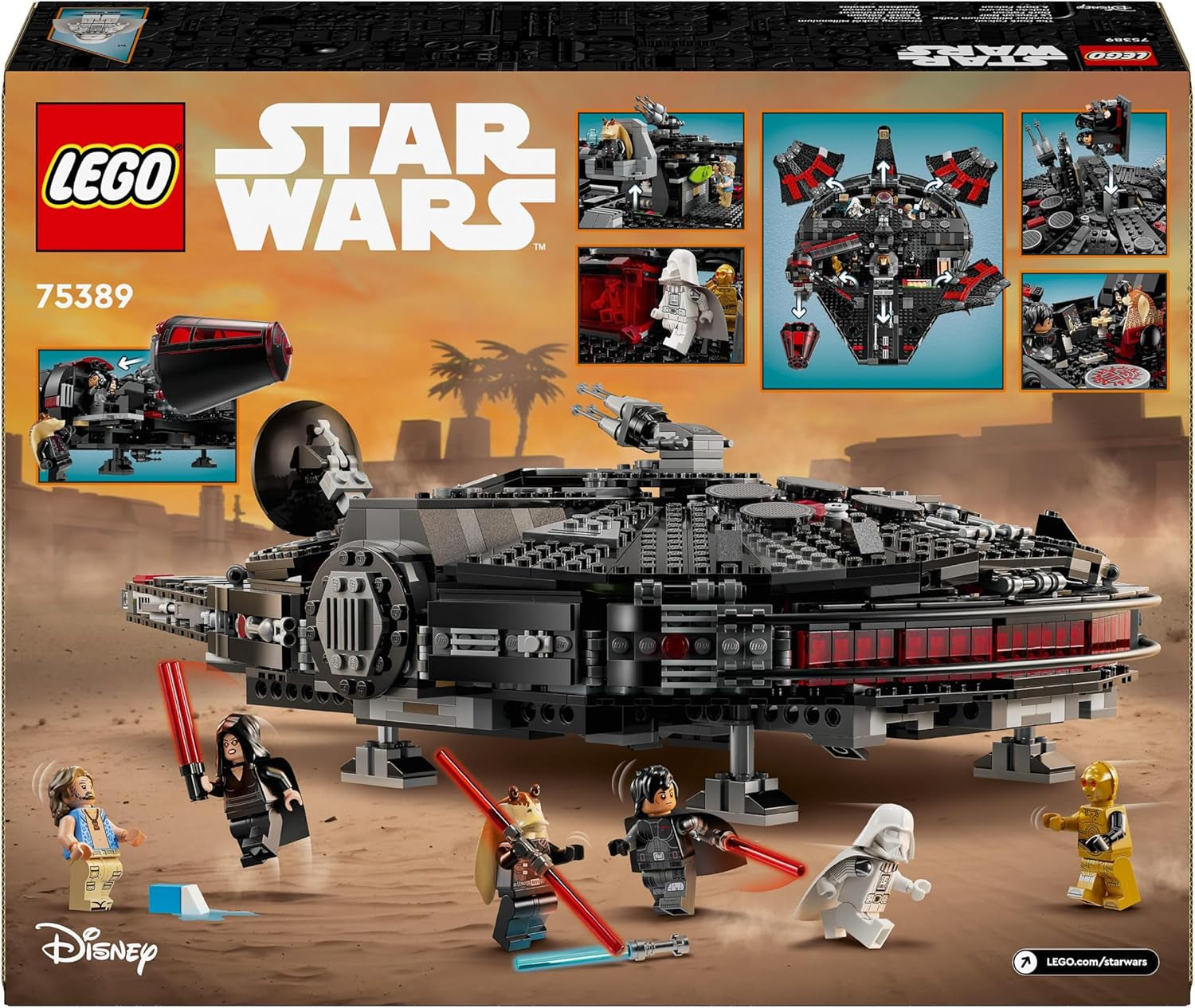 LEGO Star Wars Dark Millennium Falcon, Set navă stelară, Jucărie de construcție pentru copii, Cadou aniversar pentru băieți, fete și fani, Jucărie de aventură 75389 Seturi de constructie Besuche den LEGO-Store