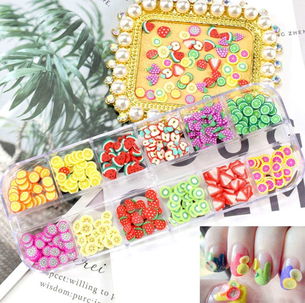 4 Set Nagel Obst Scheiben, Basicon Niedliche Obst Polymer Scheiben Obst Scheibe Nail Nagel 3D Obstscheibe Nail Art Slice Für DIY Liefert Maniküre Dekoration Schleim Zubehör Nageldekorationen, 4 Stile