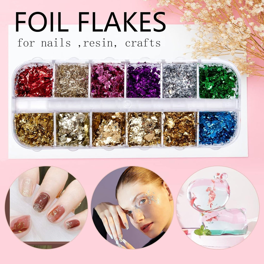 7 Boxen Strasssteine Nägel, Kit De Nail Art Strass Nagelglitzer Pailletten Nagel-Edelsteinen Kristalle Perlen Diamanten Metall Nieten Für DIY Dekoration Nageldesign (Mehrfarbig)