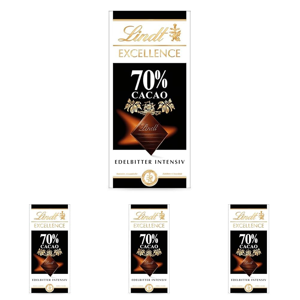 Ciocolată Lindt | Baton EXCELLENCE 70% | 100g | Ciocolată neagră intensă, corpolentă | Baton de ciocolată vegan