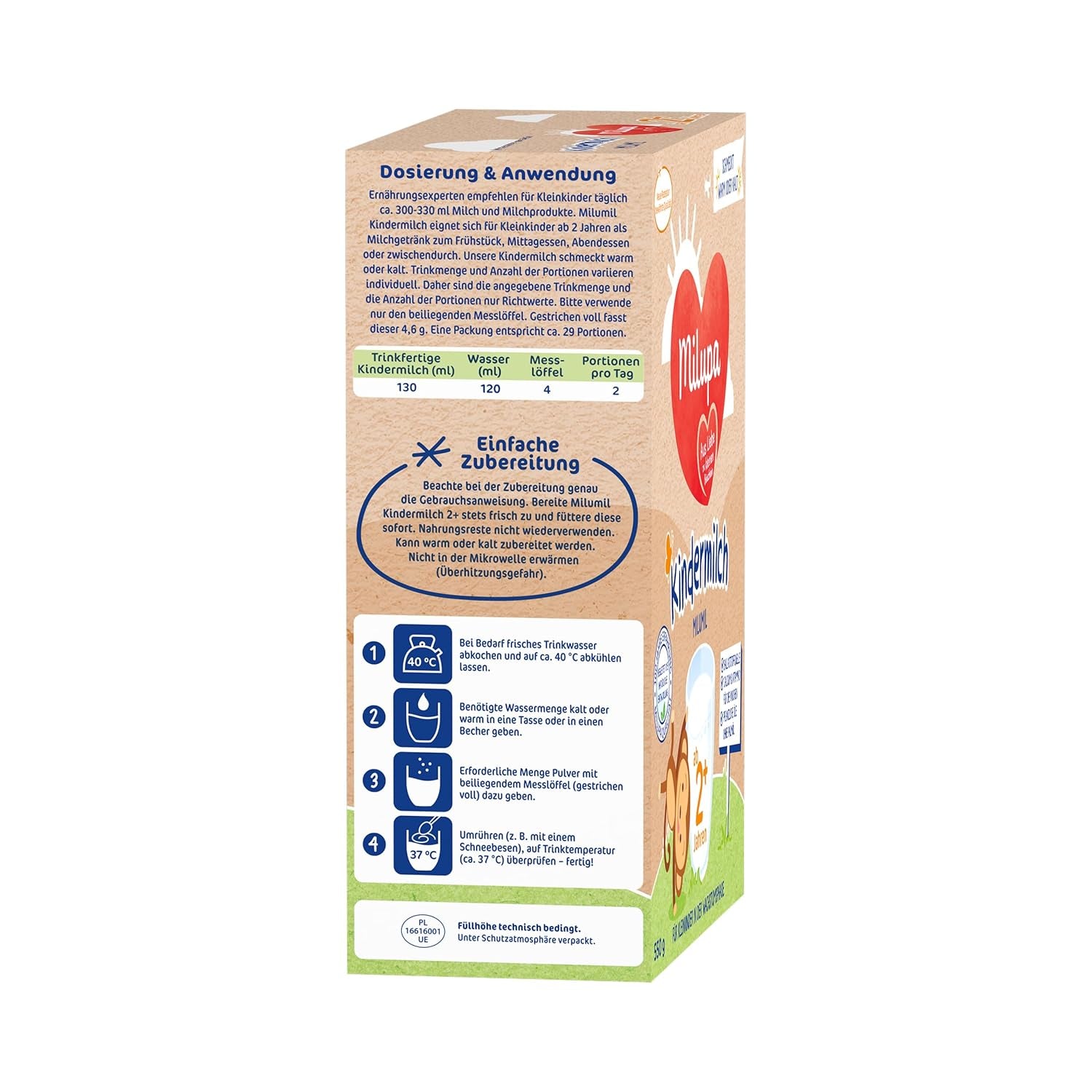 Milupa Milumil Lapte de creștere 2+ – De la 1 an – Pentru copiii mici în faza de creștere - 5 x 550 g