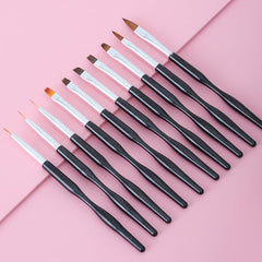 Nail Art Pinsel Set, 10Pcs Nageldesign Malerei Pinsel, Professionelle Nail Art Design Pinsel, Nail Fine Liner Pinsel, Schwarz