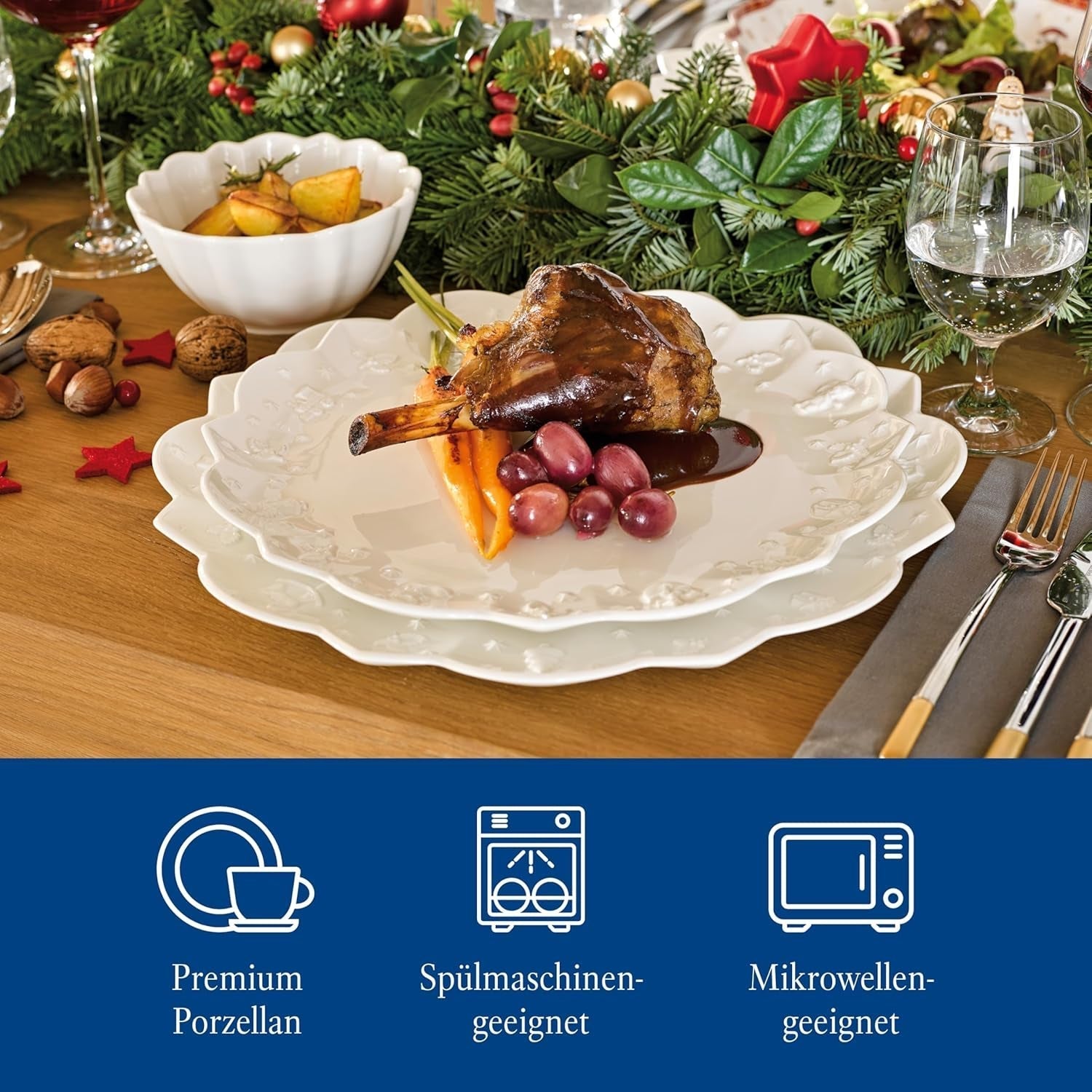 Villeroy & Boch – Toy'S Delight Royal Classic Geschirr-Set 12 Teilig Weiß, Spülmaschinenfest, Mikrowellensicher, Teller, Tellerset, Geschirrset 4 Personen, Weihnachtsgeschirr Toys, Premium Porcelain Seturi vesela masa Naty Shop