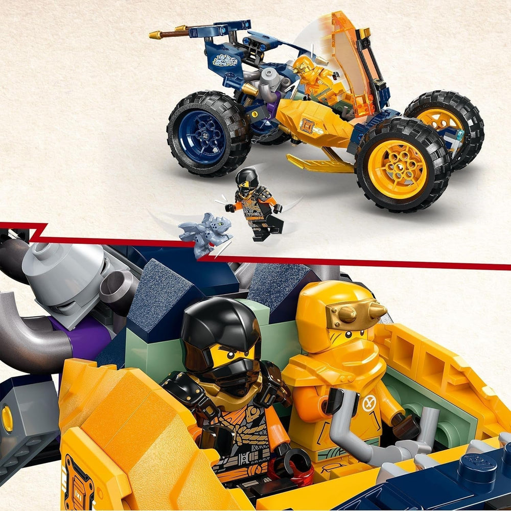 LEGO NINJAGO Arin's Ninja Off-Road Buggy, jucărie ninja cu mașină, dragon și 4 mini figurine, set de aventură cu model Buggy pentru copii, cadou de ziua de naștere pentru băieți și fete de la 7 ani 71811 Seturi de constructie Besuche den LEGO-Store