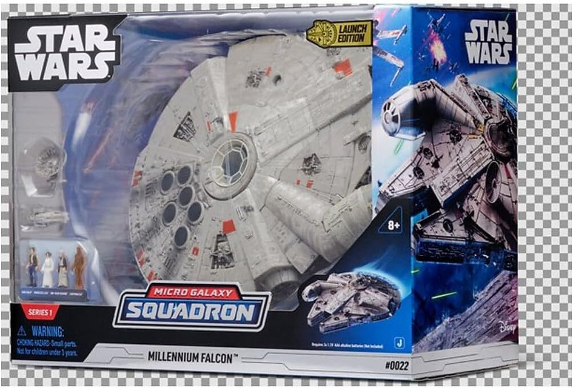 Star Wars Micro Galaxy Squadron SWJ0332 - Millennium Falcon, vehicul oficial de 22,5 cm cu lumini, sunet și figurine Action figures Naty Shop