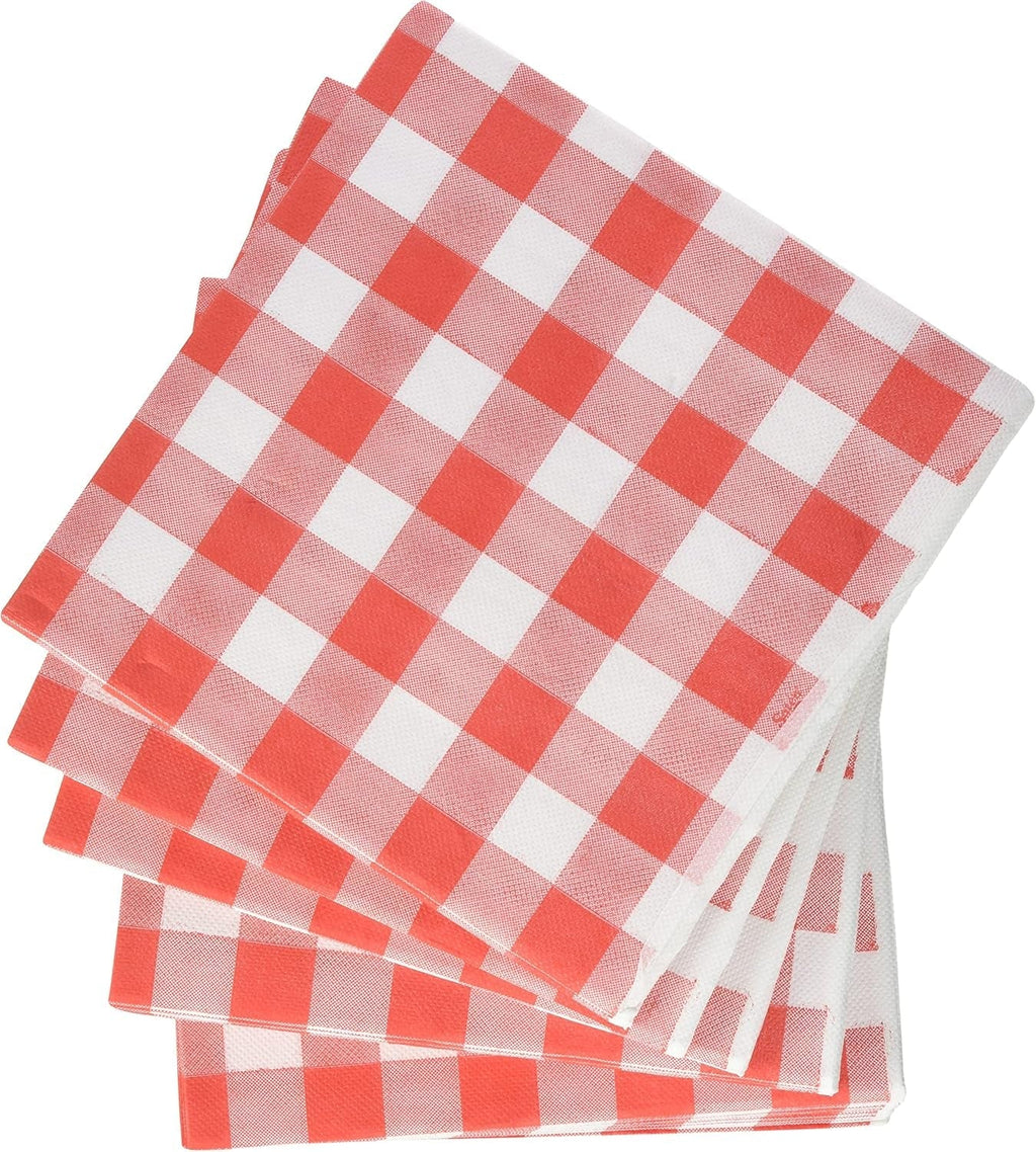 Șervețele Pro 40 X 40, 2 straturi, 1/4 fold, 50 șervețele, punta-punta, carouri, roșu