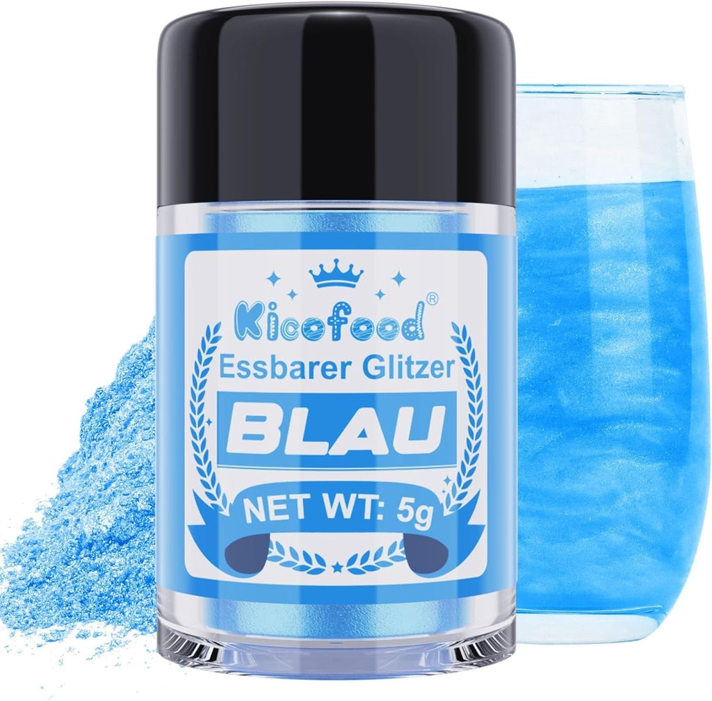 Kicofood, glitter comestibil, 5 grame, diverse culori Glitter Naty Shop Albastru