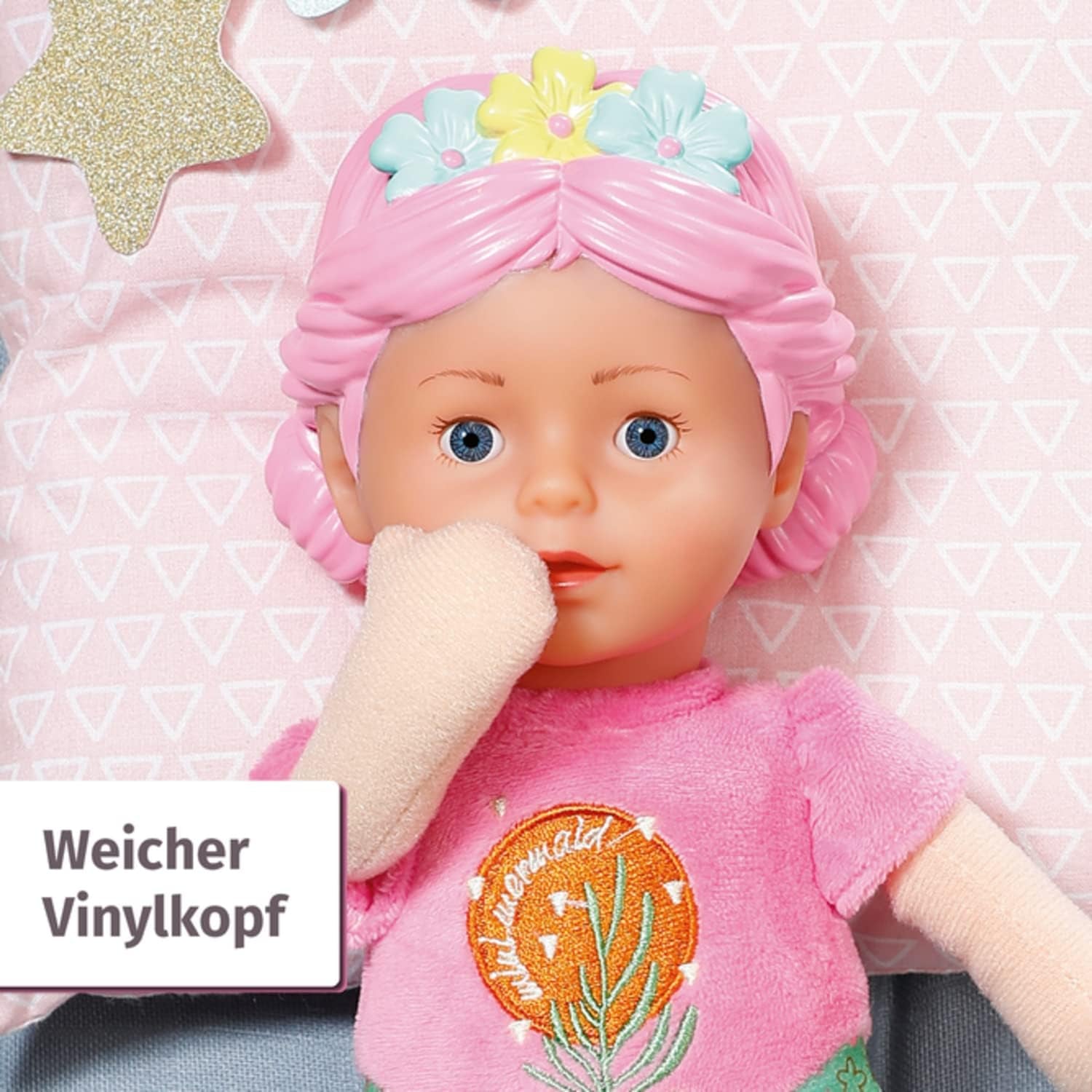 BABY born Sirenă pentru bebeluși, păpușă moale lavabilă, păpușă sirenă cu cap moale din vinil, 33 cm înălțime, 832288 Zapf Creation