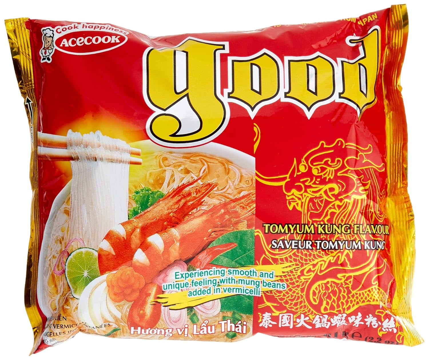 ACECOOK - Tăiței instant din sticlă GD Tom Yum - (1 x 61 gr)
