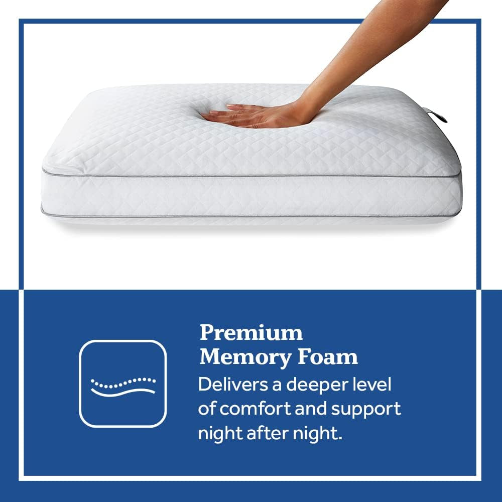 Pernă Sealy Essentials din spumă cu memorie, standard, albă, 2 bucăți Perne standard Naty Shop