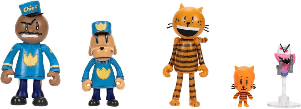 Dog Man Movie Action Figure Multipack Set de la Jakks Pacific, include figuri mobile de 6 cm - jucării inspirate din film, Lil Petey, Petey, Chief și Flippy! Action figures Naty Shop