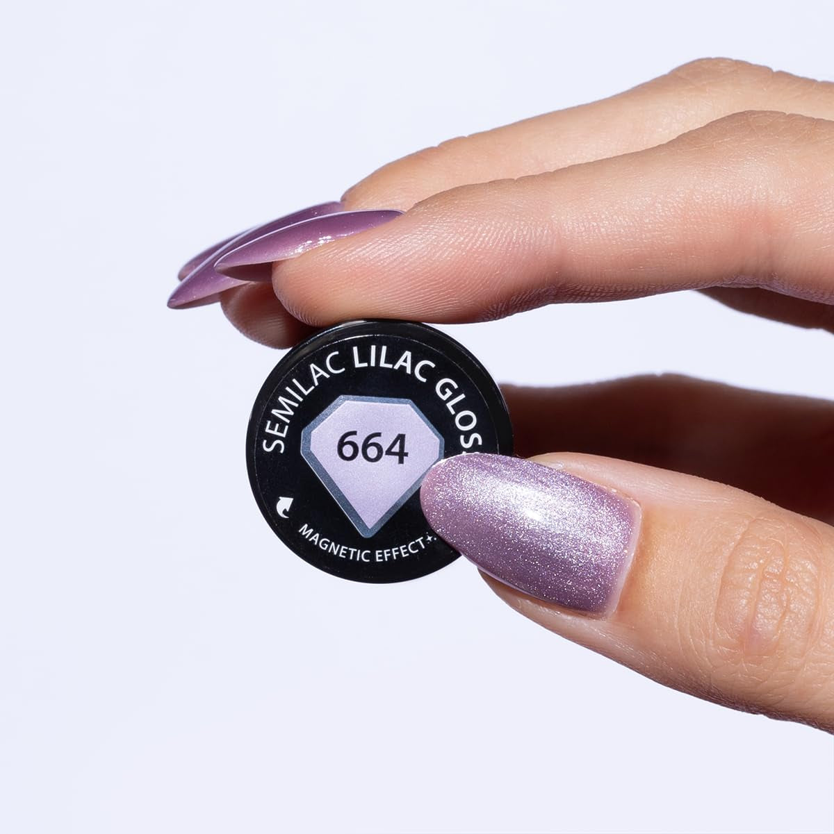 Oja UV Semilac 664 Lilac Gloss 7 ml – Efect Cat Eye, Reflexii unice cu instrument magnetic – Colecția Gloss Gala