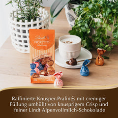 Ciocolată - Asortiment FIORETTO Minis | 115 g | Aprox. 10 praline de ciocolată cu lapte în arome de marțipan, cappuccino și nuga, conține alcool | Set cadou ciocolată | Set cadou ciocolată (pachet de 5)