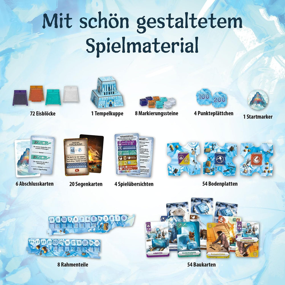 KOSMOS 683801 Nunatak - Templul Gheții, Joc de familie, Configurație 3D cool, Piese de joc 3D cu aspect de gheață, Joc de strategie, Joc de societate, Joc de petrecere