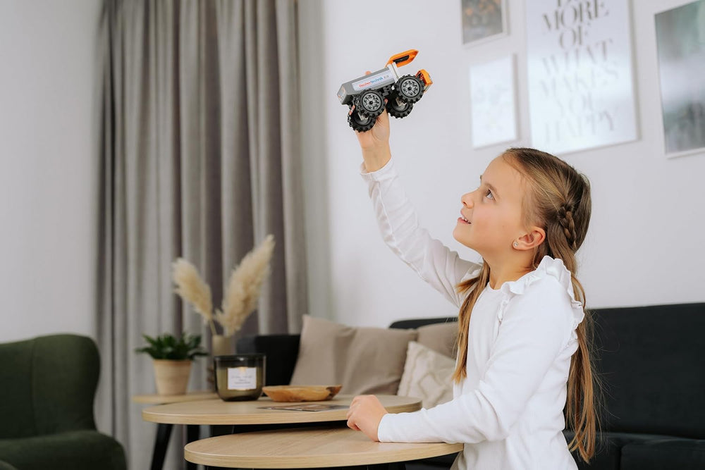fischertechnik Truck 576105 – pädagogisches Konstruktionsspielzeug, LKW-Spielzeug-Bausatz für Kinder ab 7 Jahren, orange
