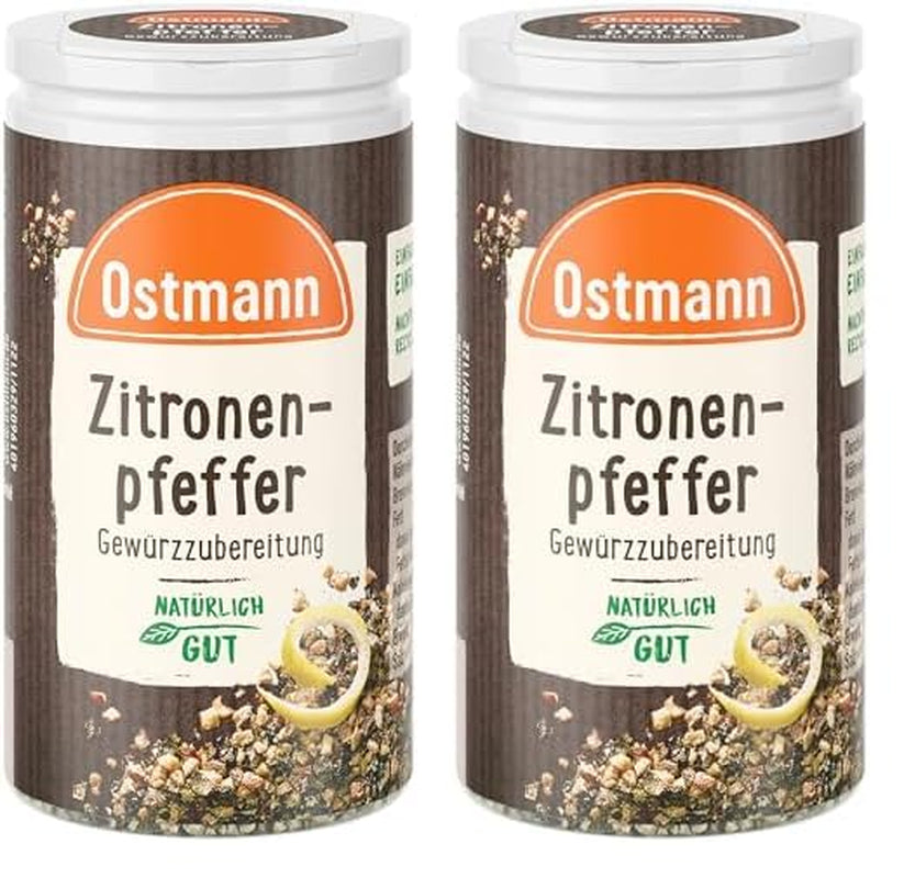 Ostmann Gewürze - Zitronenpfeffer Gewürzzubereitung | Für Salatdressings, Saucen und Fischgerichte | 40 g in der Streudose