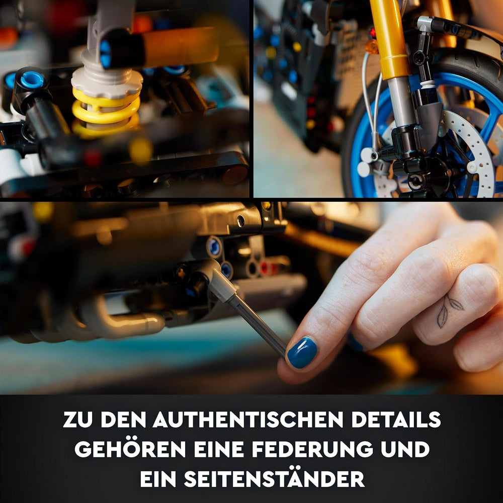 LEGO 42159 Technic Yamaha MT-10 SP Kit model de motocicletă pentru adulți, model autentic de vehicul cu motor cu 4 cilindri, direcție funcțională și aplicație Ar, cadou pentru bărbați și femei Seturi de constructie Besuche den LEGO-Store