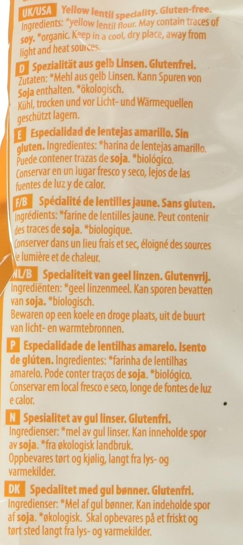 Penne din linte galbenă, pachet de 12 (12 x 250 g)