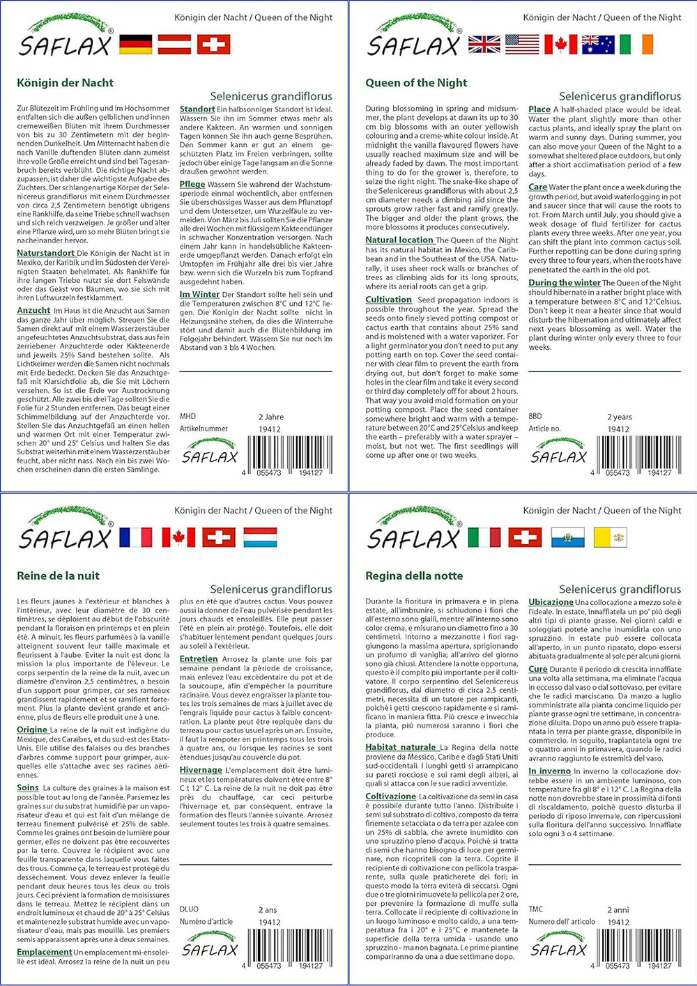 SAFLAX - Kakteen - Königin Der Nacht - 40 Samen - Selenicerus Grandiflorus