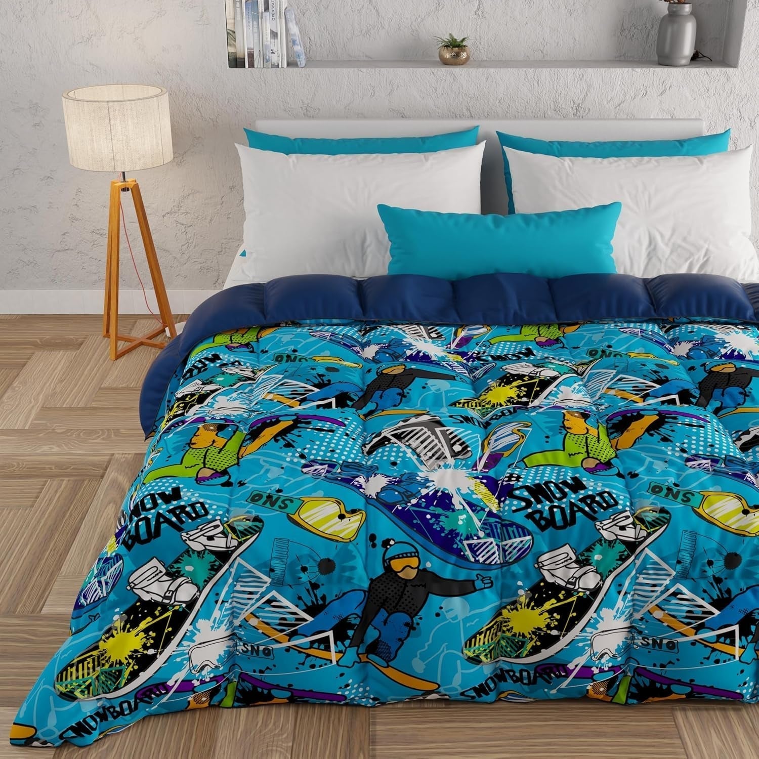 PETTI Artigiani Italiani - Plapumă de iarnă, Plapumă de iarnă, Plapumă simplă, Cu două fețe, Monocolor și imprimare digitală, 100% microfibră antialergică, Made in Italy