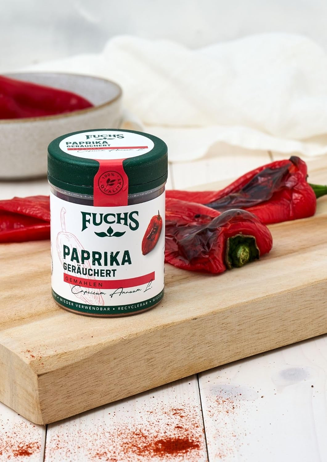 Fuchs Gewürze - Paprika geräuchert gemahlen - rauchiger Geschmack für BBQ, Gulasch oder Tofu - natürliche Zutaten - 60 g in wiederverwendbarer, recyclebarer Dose