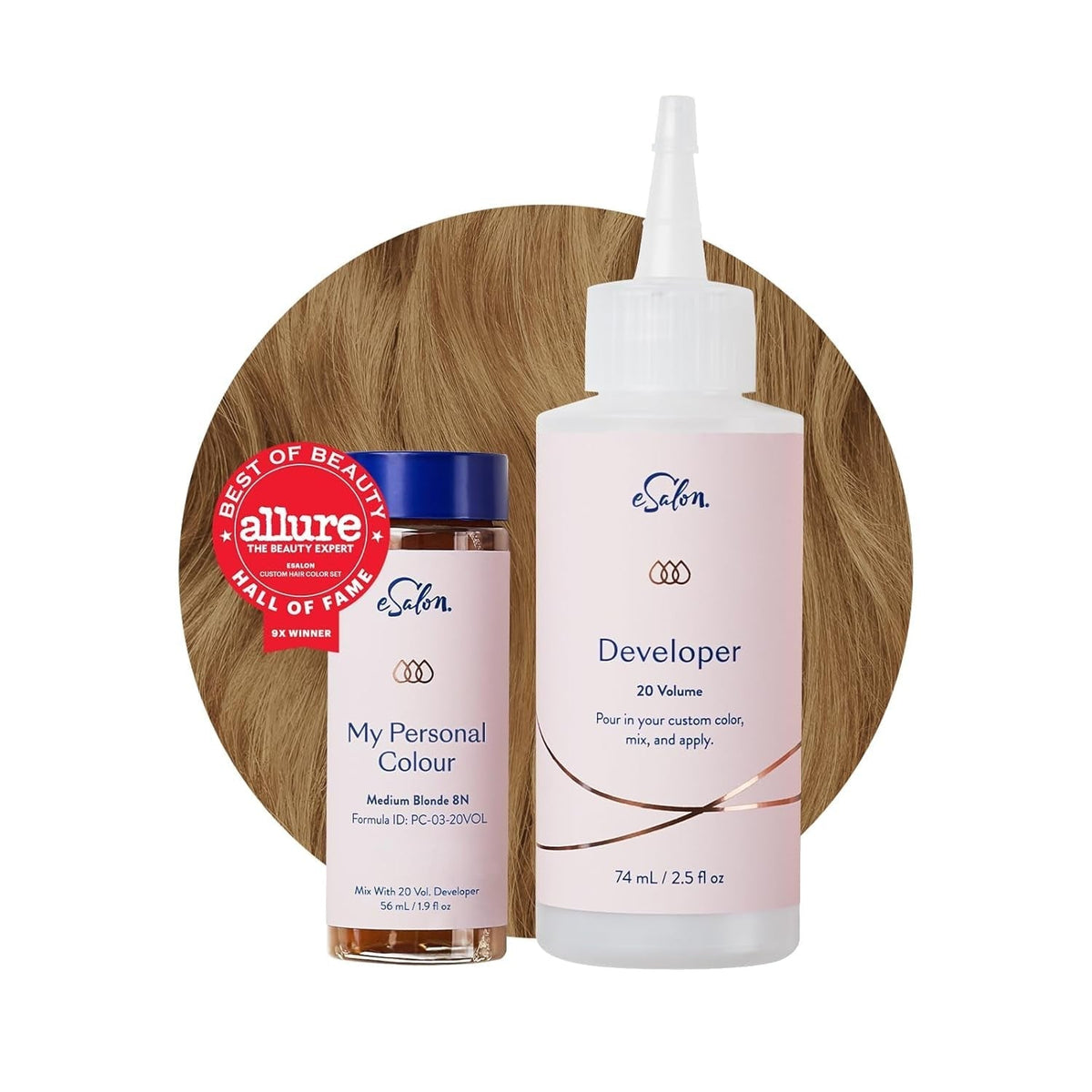 Set colorant permanent pentru păr, 100% acoperire gri, colorare la domiciliu, 0% amoniac vopsele de păr, vopsele de păr multidimensionale, vopsele de păr profesionale Vopsea pentru par Naty Shop Blond mediu 8N