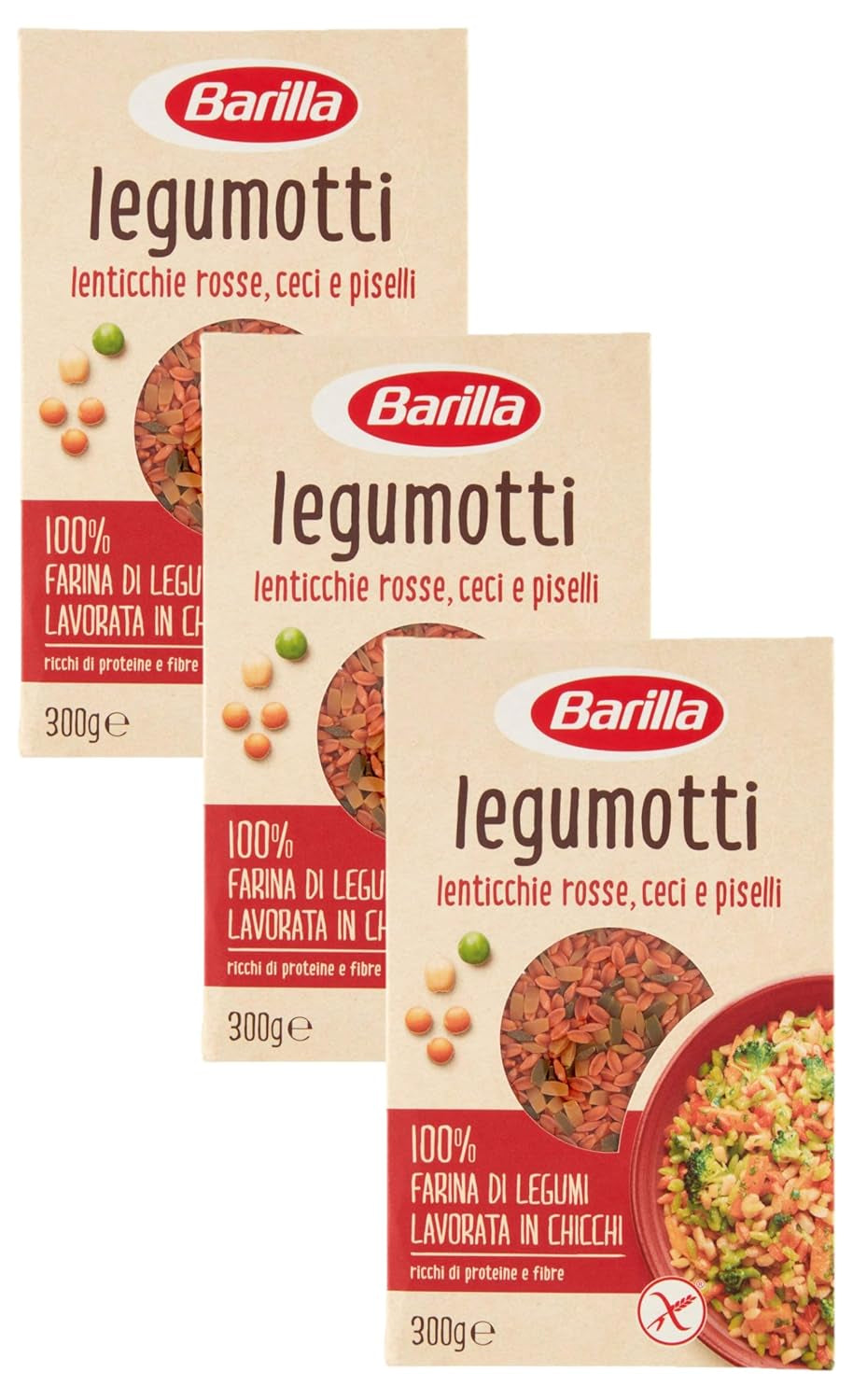 Barilla Risoni din leguminoase - linte roșie și năut, 1 pachet (1 x 300g)