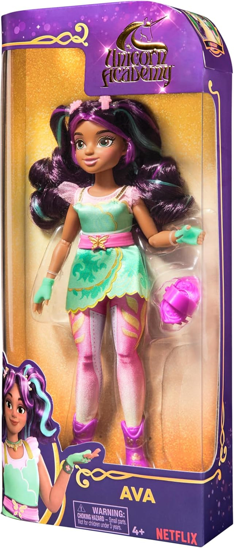 Unicorn Academy Ankleidepuppe Ava - die Originalpuppe zur beliebten Netflix-Serie, 24 cm groß und mit 7 Accessoires für fantasievolles Rollenspiel, für Kinder ab 4 Jahren