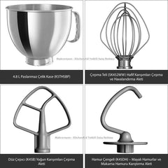 Mixer cu bol KitchenAid Artisan 5KSM125EER, 300W, 4.8L Naty Shop