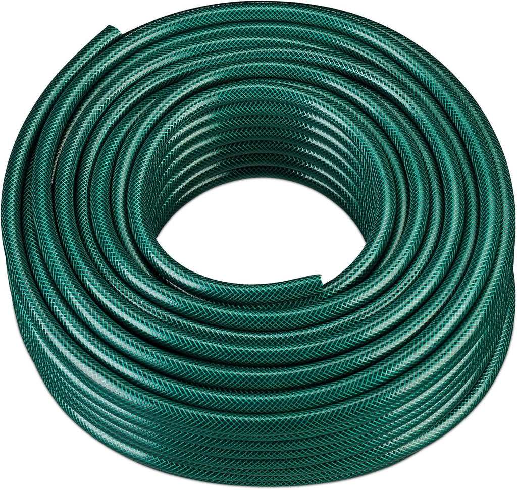 Furtun de grădină Relaxdays 50 m, furtun universal de apă, 1/2 inch, fabricat din PP, pentru udarea straturilor de flori și a peluzelor, verde închis, verde