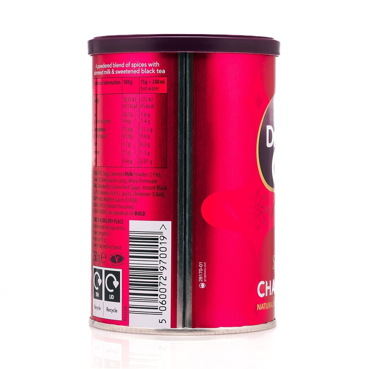 Drink Me Chai Spiced Chai Latte 250 g (pachet de 1) - doar adaugă apă, pudră Chai Latte (16 porții)