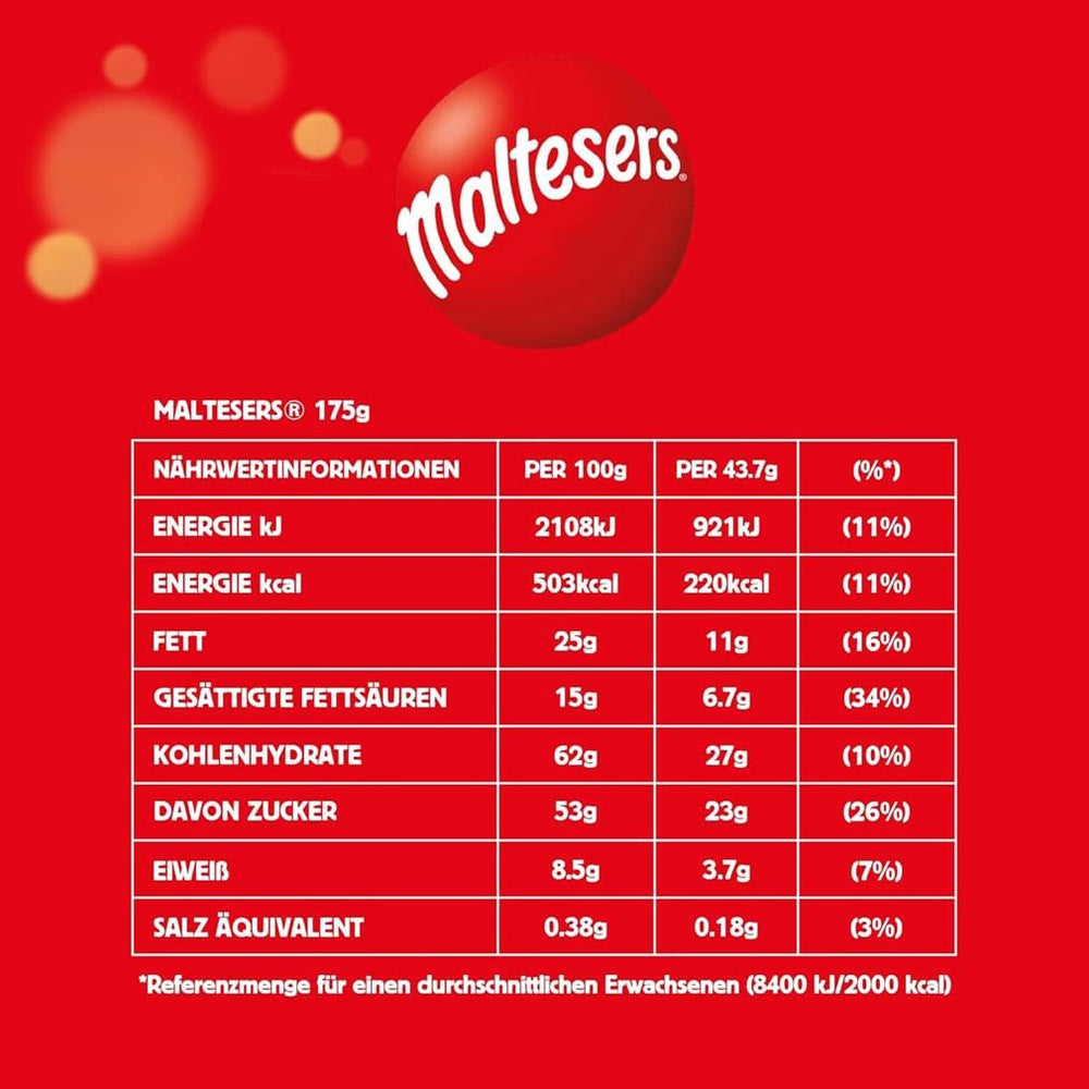Bile de ciocolată Maltesers cu un centru crocant și ușor, aerat, gustare de ciocolată, 1 pachet (1 x 175g)