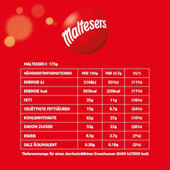 Bile de ciocolată Maltesers cu un centru crocant și ușor, aerat, gustare de ciocolată, 1 pachet (1 x 175g)