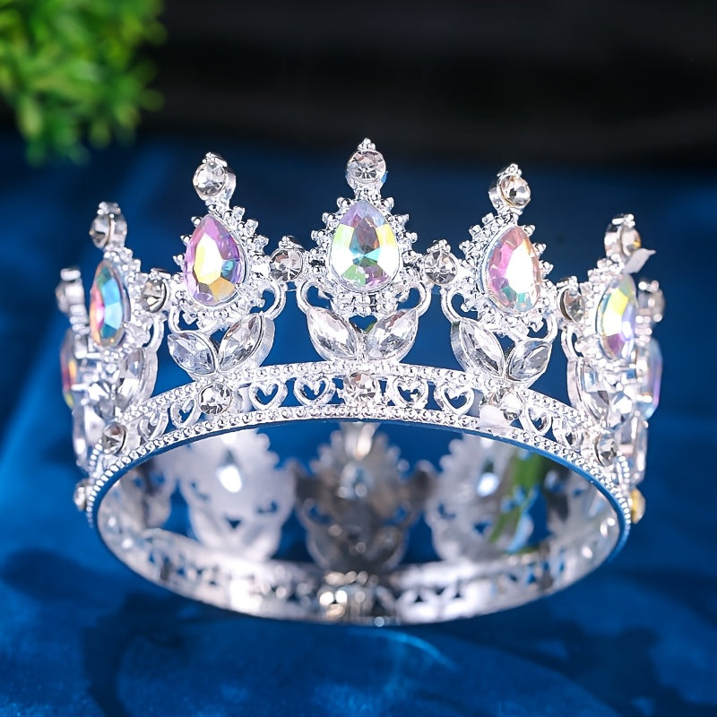 Coronita argintie din metal cu pietre