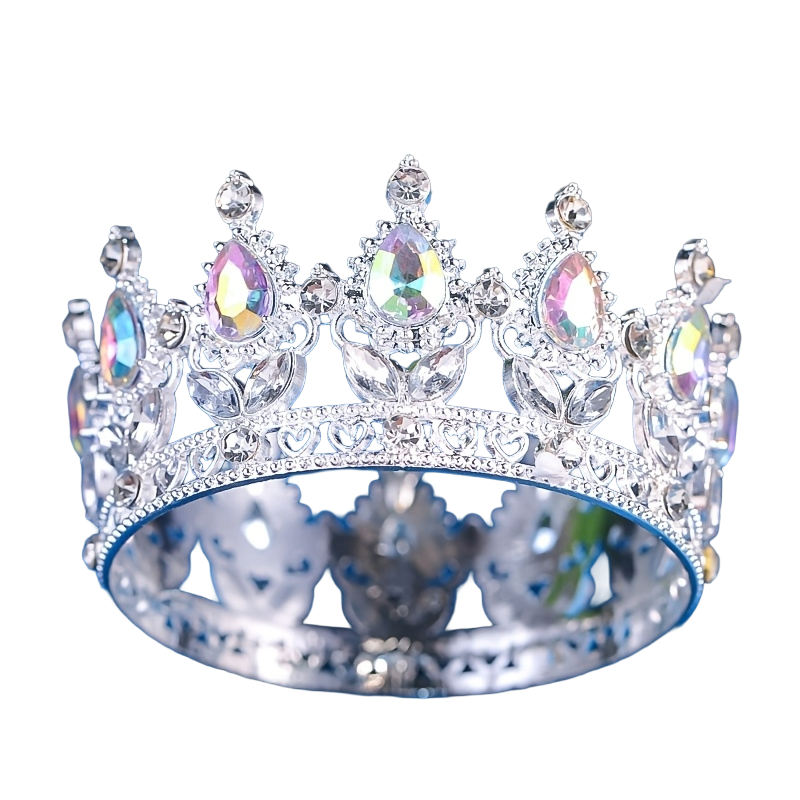 Coronita argintie din metal cu pietre