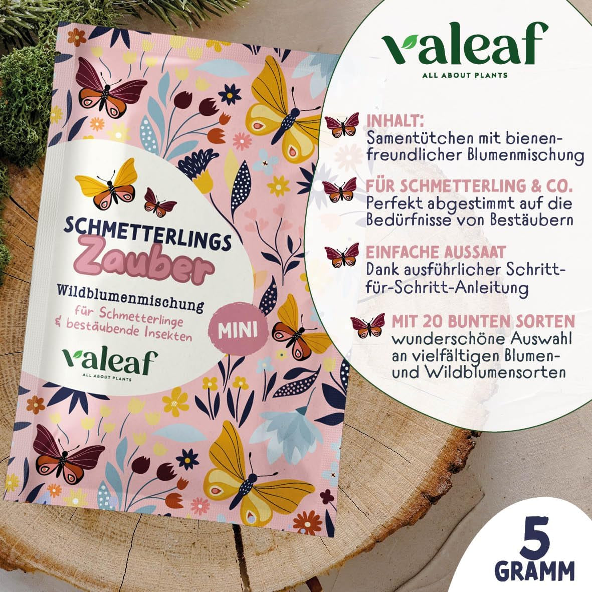 Schmetterlingswiese Blumensamen Schmetterlingsgarten I Blumensamen Balkon I Blumensamen Tütchen mit Wiesenblumen Samen I bienenfreundliche Blumensamen (Schmetterlings-Zauber mini)