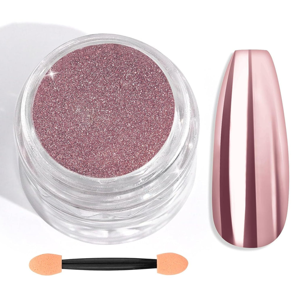 Set pudră unghii Saviland Chrome – Pudră unghii Chrome Laser roz efect oglindă Nail Art cu laser, sclipici pentru unghii manichiură pudră decorativă cu bețișoare de burete, pudră sclipici pentru unghii salon de unghii