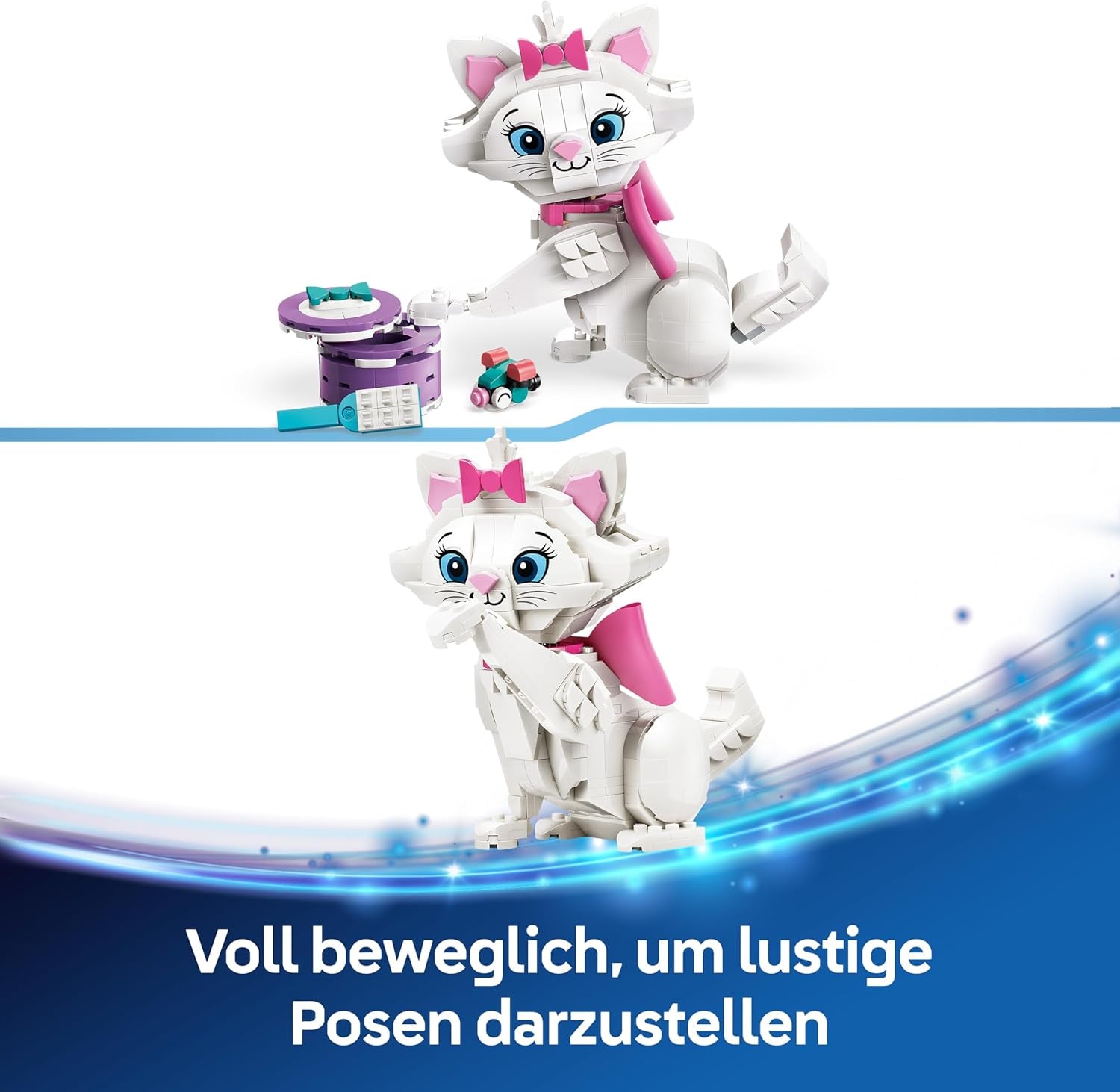 LEGO ǀ Disney Aristocats: Bezaubernde Marie - Spielzeug Katzenfigur mit Zubehör - inkl. Textilschleife - DIY Deko fürs Schlafzimmer - Geschenk für Mädchen ab 7 Jahren und Fans - 43286
