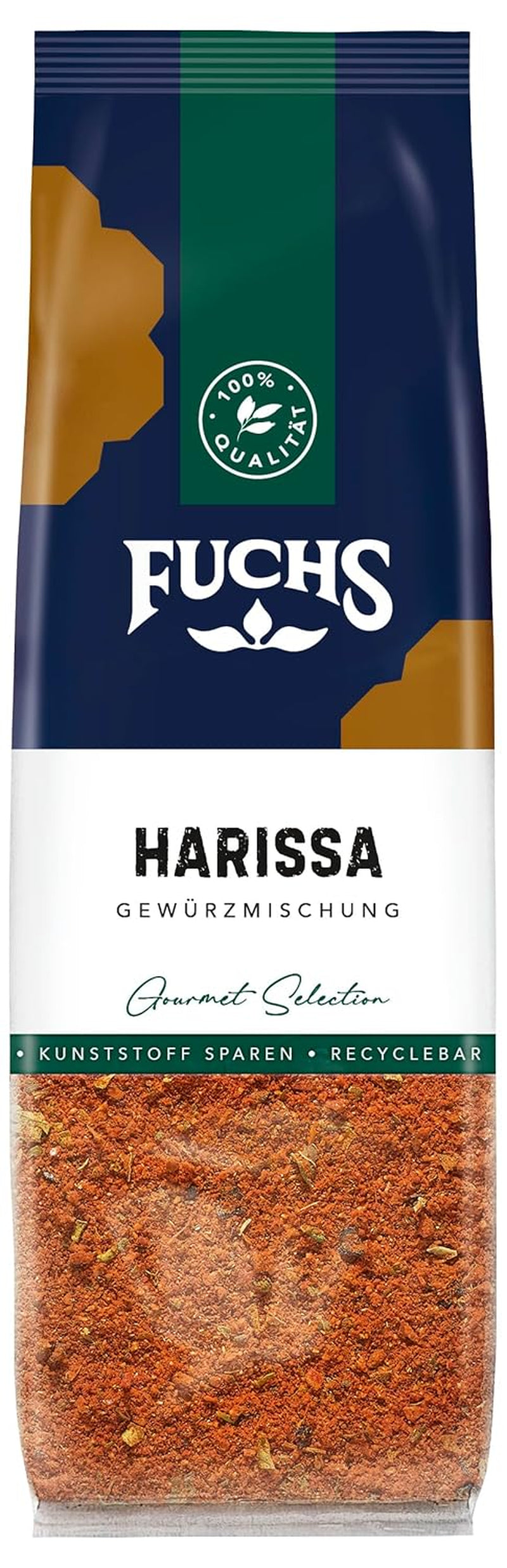 Fuchs Gewürze - Harissa Gewürzmischung im recyclebaren Nachfüllbeutel, zum Würzen von Reisgerichten, Couscous, Saucen und Suppen - 60 g