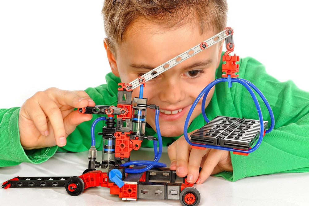 fischertechnik 533874 PROFI Pneumatic Power – Bausatz für Kinder ab 8 Jahren, pneumatisch betriebenes Spielzeug, Bagger und 4 weitere Modelle zum Zusammenbauen
