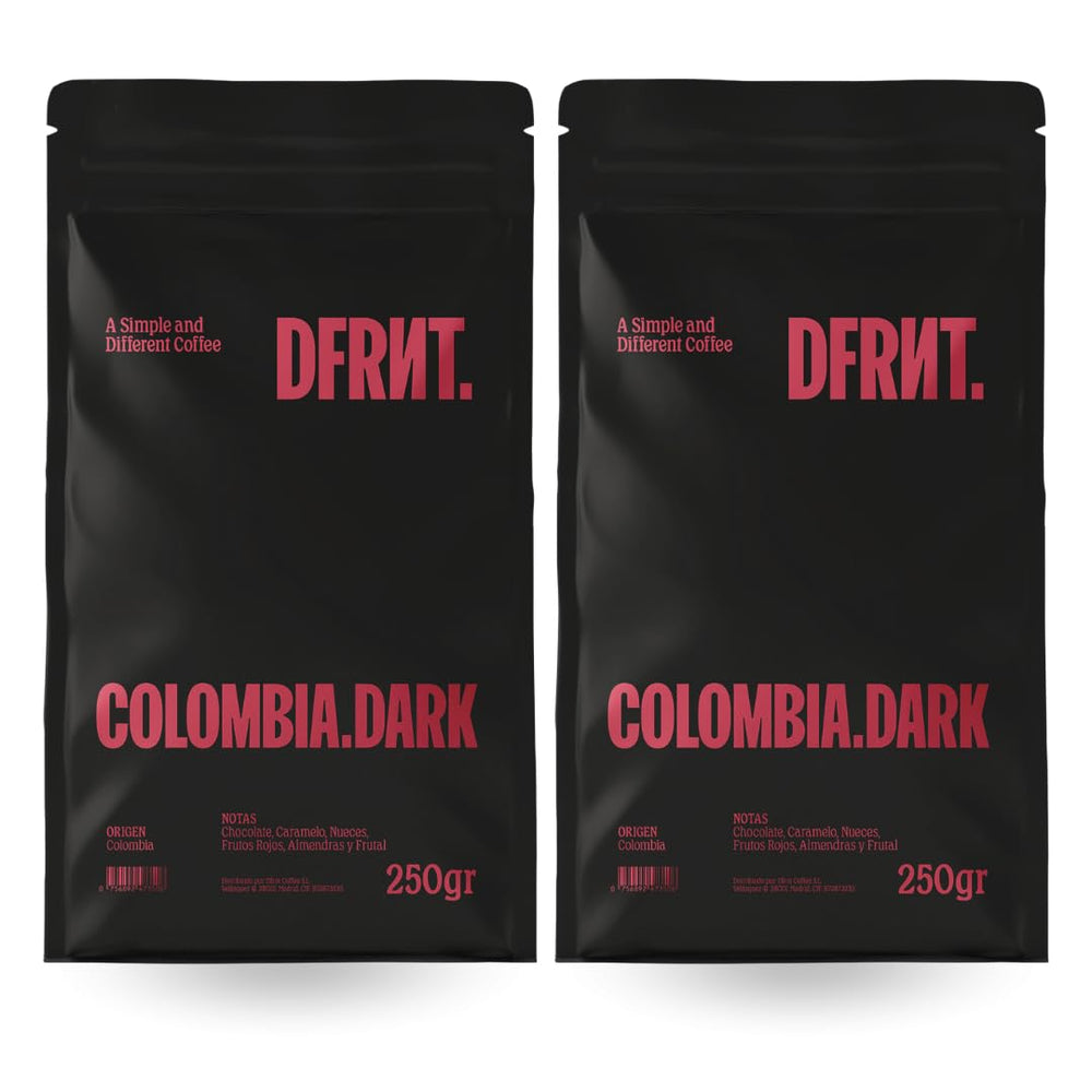 . Colombia Dark 2 x 250 g – Spezialitätenkaffee in Bohnen (86,75 SCA Punkte) – 100% Arabica – Noten von Schokolade und Karamell – Idealer Espresso – Dunkle Röstung – Frisch geröstet in Spanien