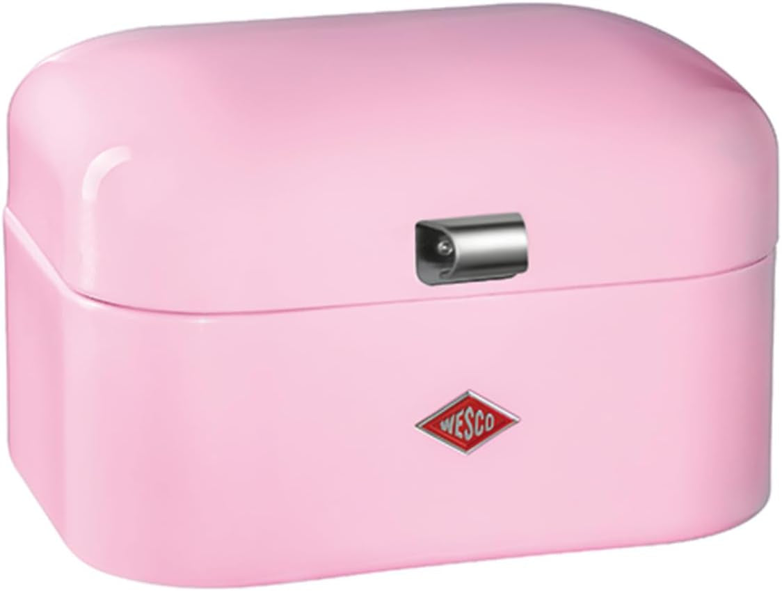 Coș de pâine WESCO Single Grandy în culoarea verde mentă, tablă de oțel acoperită cu pulbere, găuri de ventilație și mâner robust Cutii depozitare alimente Naty Shop Roz