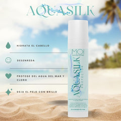 Cremă de păr AQUA SILK pentru vară, protejează părul de mare și clor, mătase și aloe vera, M-O-I Haircare | 100 ml Masca de par Naty Shop