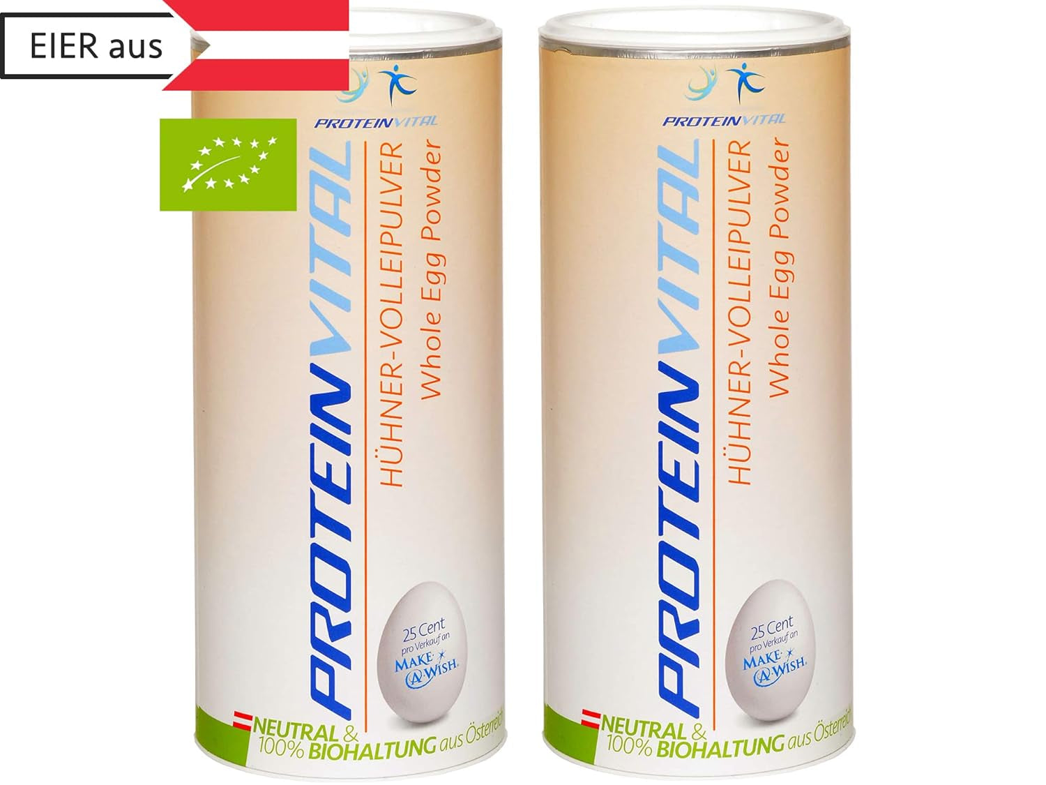 Proteinvital Vollei-Ei-Pulver EIEREI Regional Österreichische Freiland Eier 800g + Anrühr Set, Kraftpapier Doypack mit Zipper