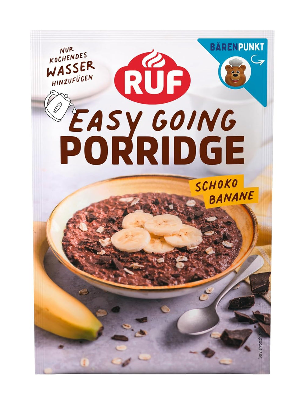 Terci de ovăz instant RUF cu căpșuni și vanilie, o masă de vară cu ovăz gata în 3 minute, 1 pliculeț x 65g