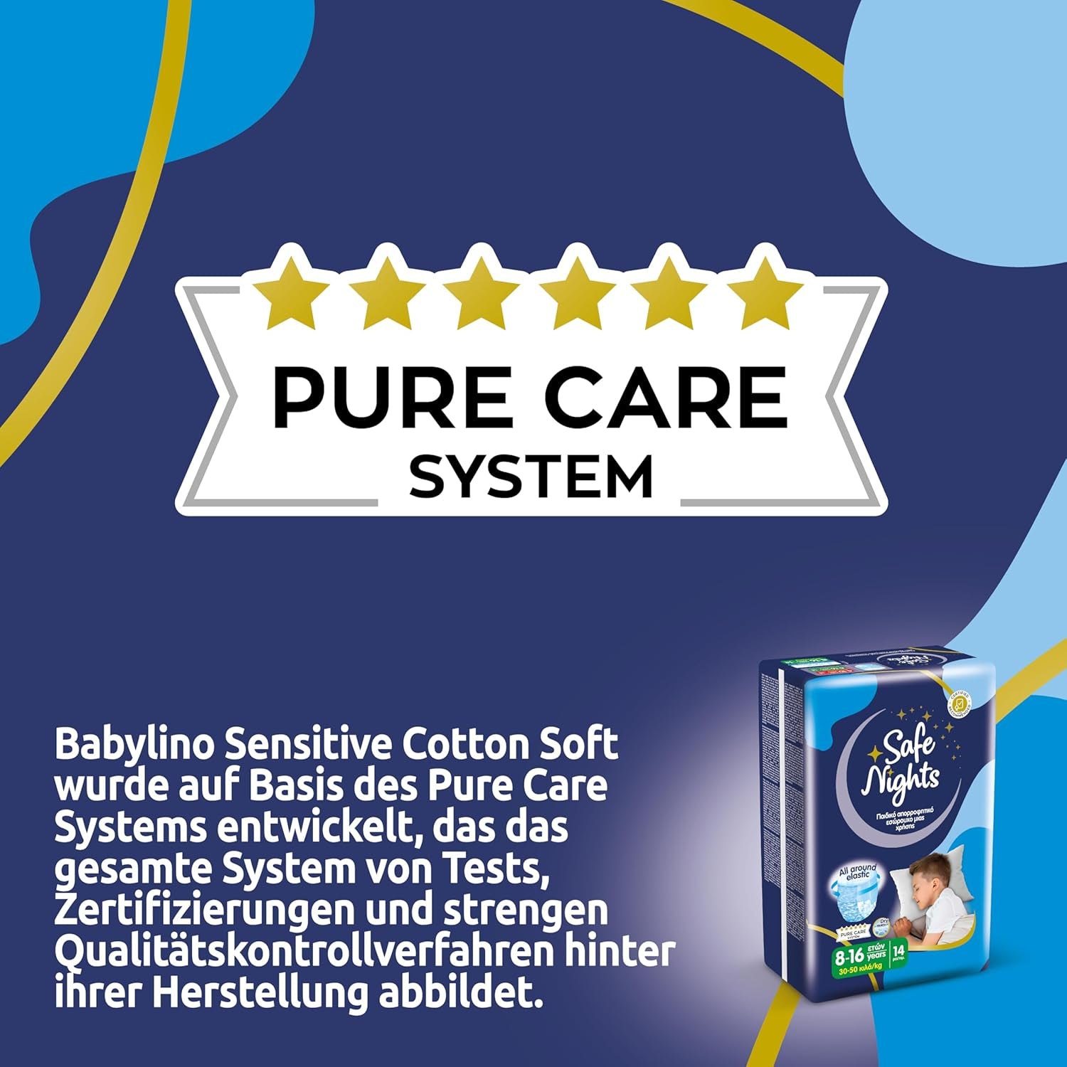 Safe Nights Boy, chiloți de noapte pentru vârste 8-16 ani (30-50 kg), 84 bucăți